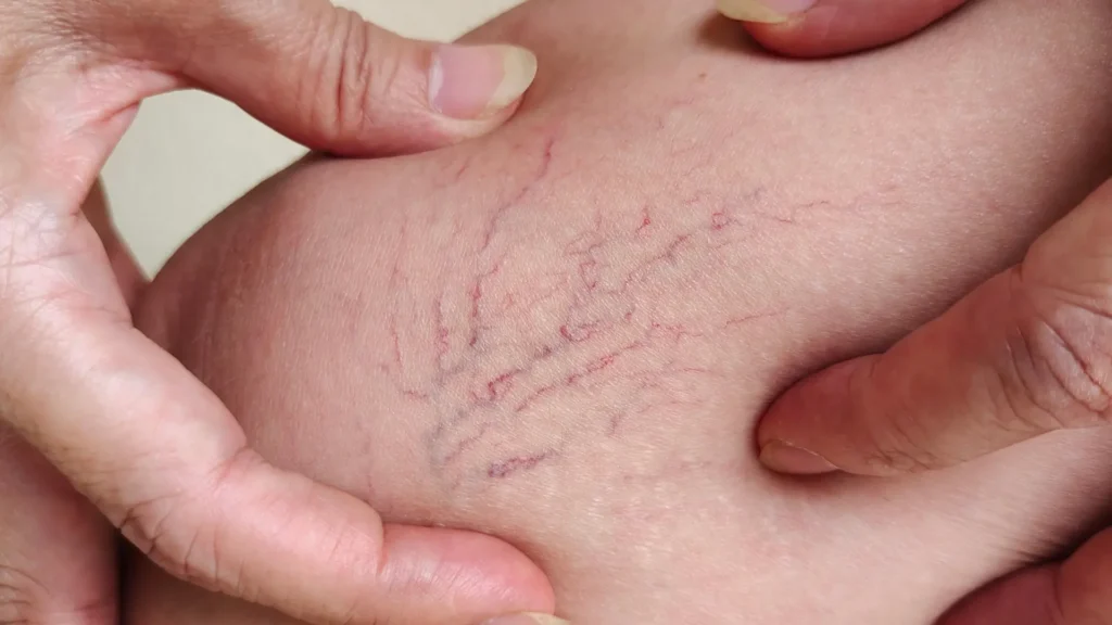 piernas con insuficiencia venosa y válvulas dañadas que muestran el flujo sanguíneo relacionado con las várices.